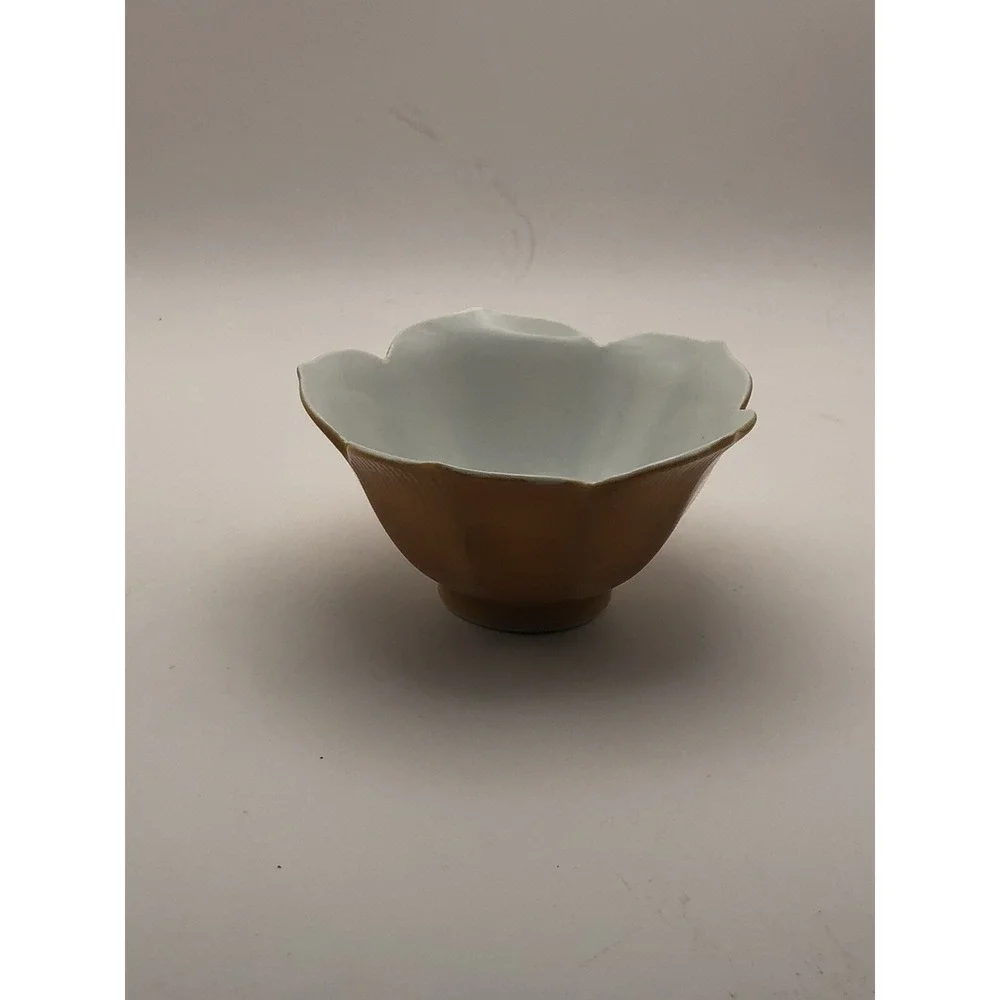 VTG Lotus Blossom Shaped Rice Bowl Burnt Orange